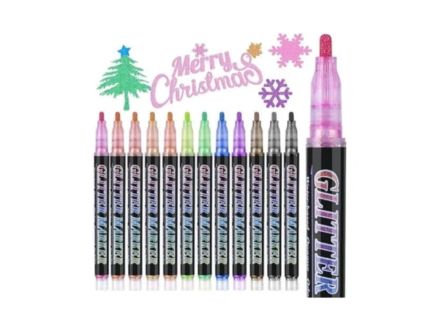 Olingyou Glitter Marker Pens 12 Colors Self-shimmer… Code