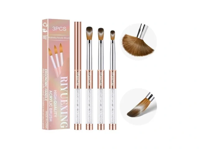3pcs Kolinsky Hair Acrylic Nail Brush Set Size 6 10…
