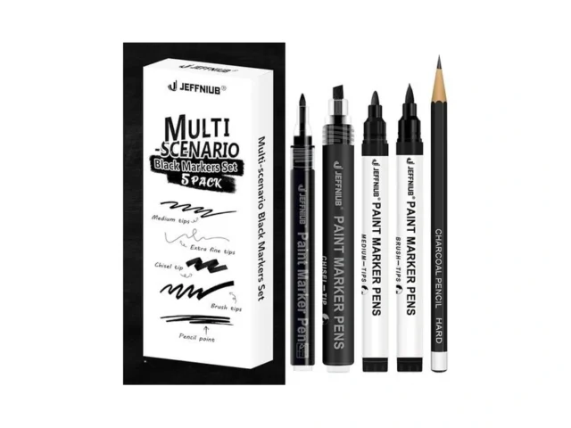Jeffniub Black Acrylic Paint Pens For Art 5pcs… Code