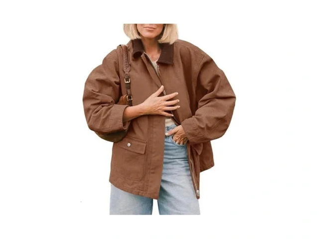 Tankaneo Womens Oversized Barn Jacket Zip Up… Code