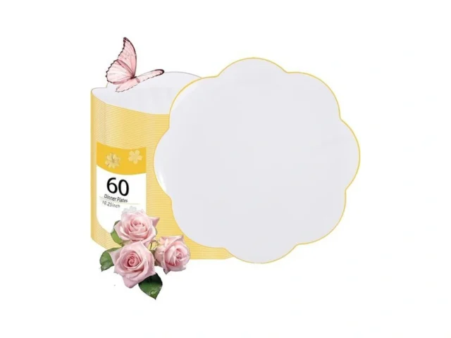 Liyh 60 Pcs 10 25 Inch White And Gold Dinner Plates… Code
