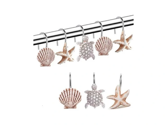 Decorative Shower Curtain Hooks Seashell Turtles… Code