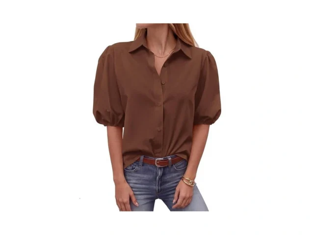 Btfbm Women S Button Down Shirts Short Puff Sleeve… Code
