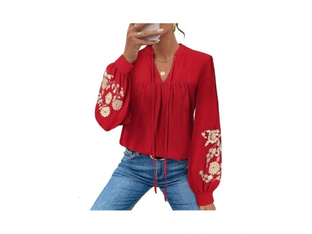 Lookboho Peplum Blouses For Women Puff Long Sleeve… Code
