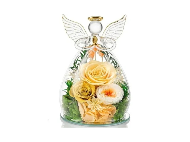 Preserved Rose In Glass Angel Figurine Mothers Day… Code
