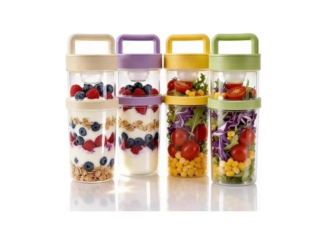 4 Pack Salad Cup With Dressing Container And Spoons… Code
