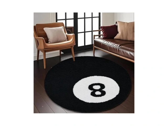 8 Ball Rug 40 Inch 8 Black Billiard Round Shag… Code