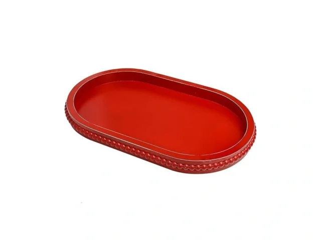 Hrastany Red Oval Wood Decorative Ottoman Tray For… Code