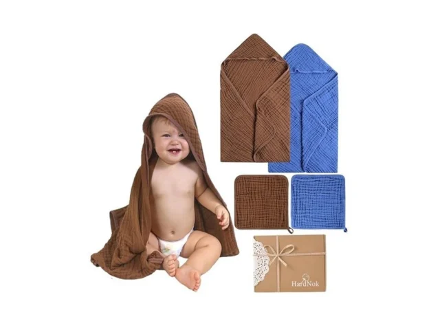 Hardnok 4-piece Muslin Baby Towel Set – 100 Organic… Code