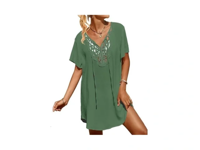 Simplefun Womens Beach Cover Up Dress Flowy V Neck… Code