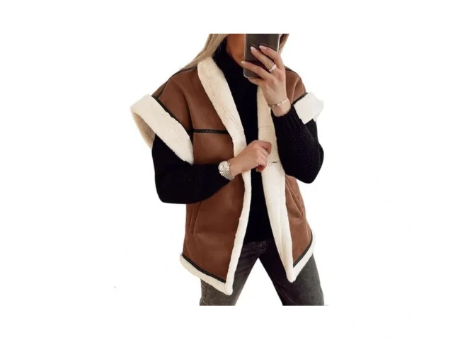 Cicy Bell Womens Suede Sherpa Vest Faux Fur… Code