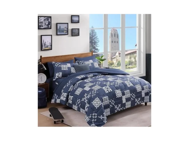 Amberspace Queen Comforter Set Navy Blue Plaid… Code