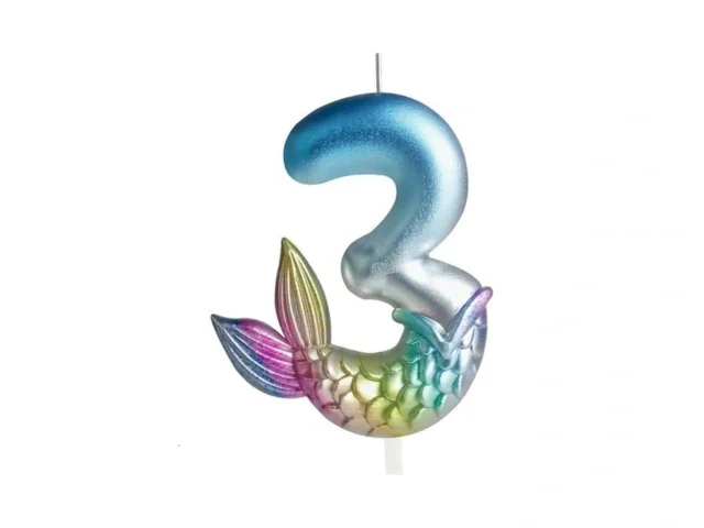 Birthday Candles Numbers 3 Candle Mermaid Birthday… Code