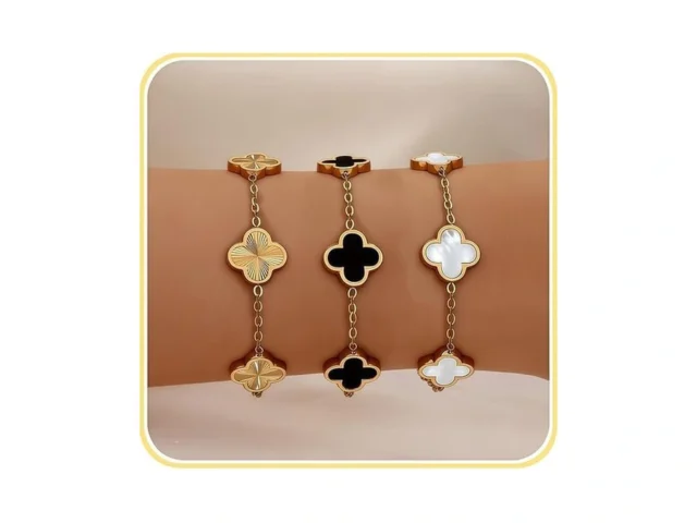 Igenztech 3pcs Clover Gold Bracelets For Women Men… Code