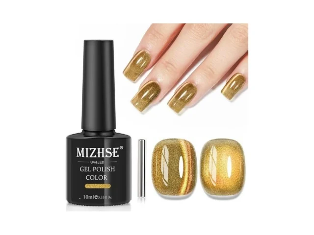 Mizhse Cat Eye Gel Nail Polish Gold Magnetic Gel… Code