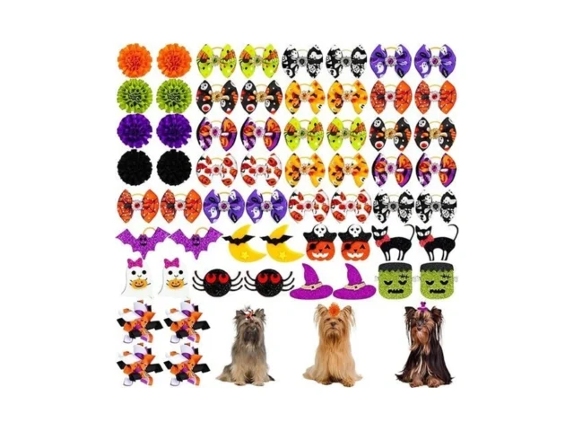60pcs 30pairs Dog Hair Bows With Rubber Bands Cute… Code