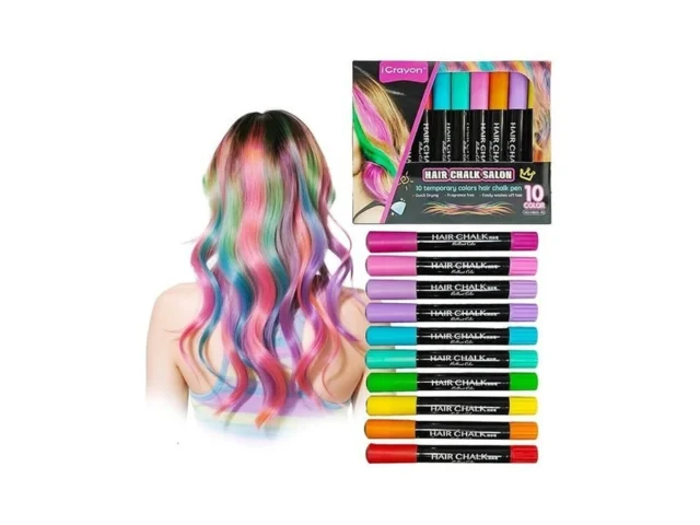 10 Colors Dustless Hair Chalk For Kids Washable… Code