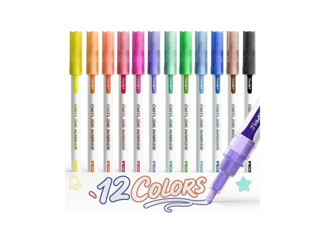 Jusart Outline Sparkle Markers 12 Metallic Shimmer… Code