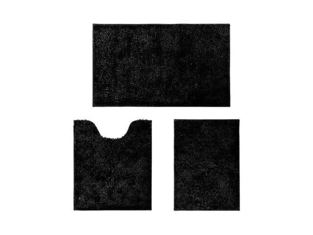 Homeideas Black Bathroom Rugs Sets 3 Piece Butter… Code