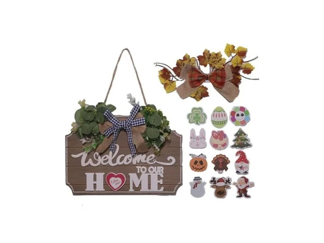 Interchangeable Welcome Sign For Front Door Wood… Code