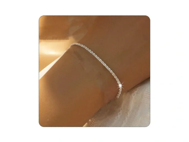 Shiny Silver Link Bracelet Dainty Small Slim Simple… Code