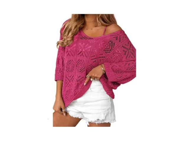 Zeagoo Womens Summer Tops Crochet Summer Sweater… Code