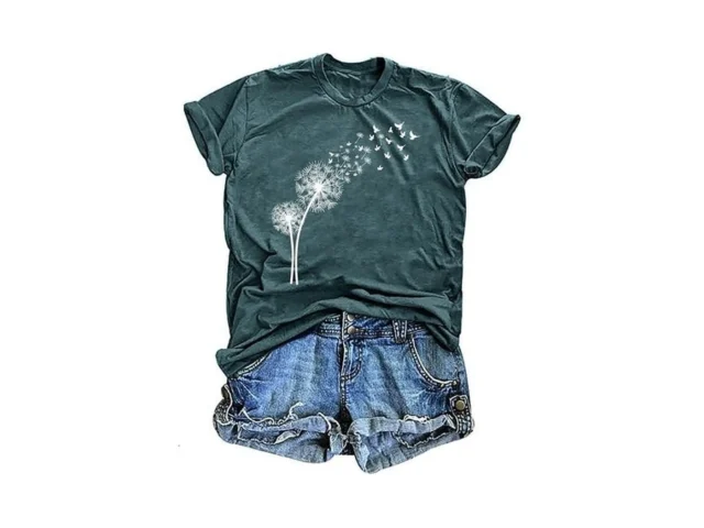 Womens Graphic Tees Dandelion Shirt Women Floral T… Code