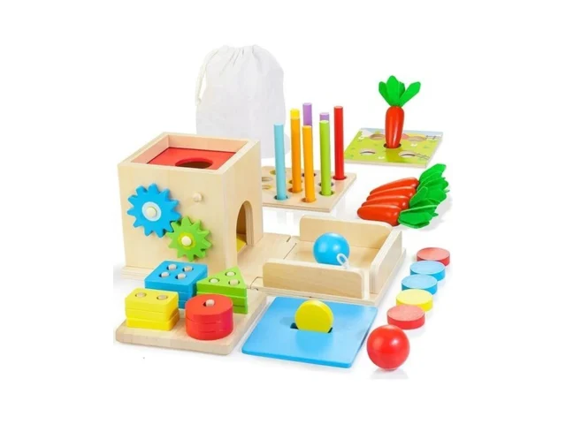 Kizfarm Wooden Montessori Baby Toys 8-in-1 Wooden… Code