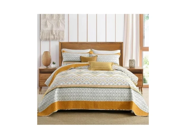 Quiltease Boho Style King Quilt Set 100 Cotton… Code