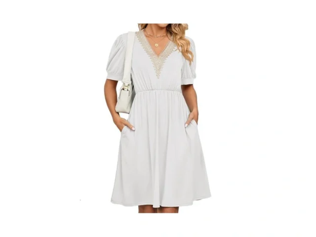 Zeflows Womens A Line V Neck Dress With Pockets… Coupon