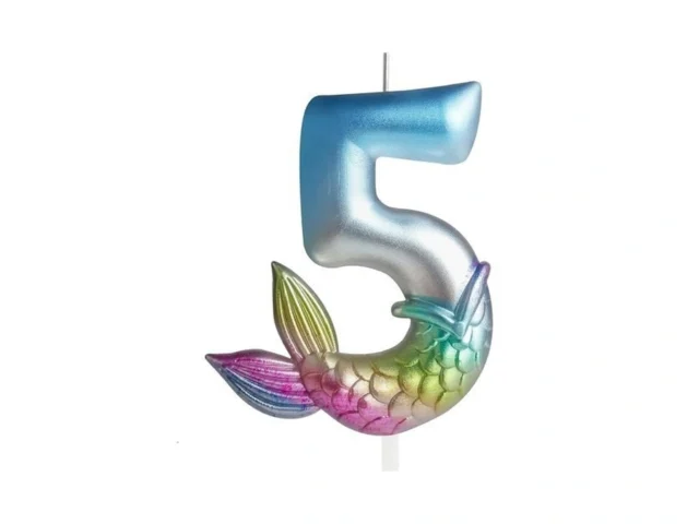 Birthday Candles Numbers 5 Candle Mermaid Birthday… Code