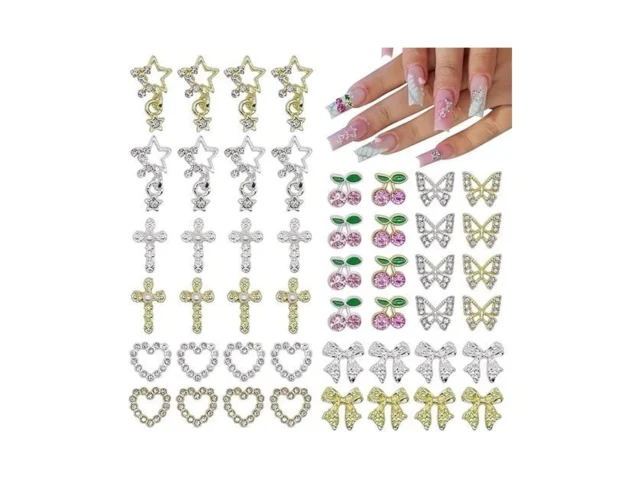Vceow 48pcs Nail Art Charms Set Silver And Gold… Code