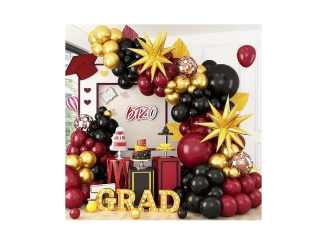 Burgundy Balloon Arch Kit Black Red Gold Balloon… Code