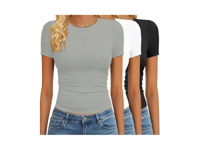 Gayhay 3 Pack Basic Tees For Women – Crew Neck Slim… Code