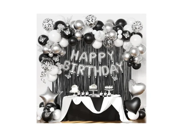 Black And Silver Birthday Decorations For Men Women… Code
