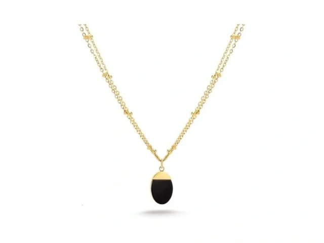 Milan Chiva 14k Gold Plated Black Agate Layered… Code