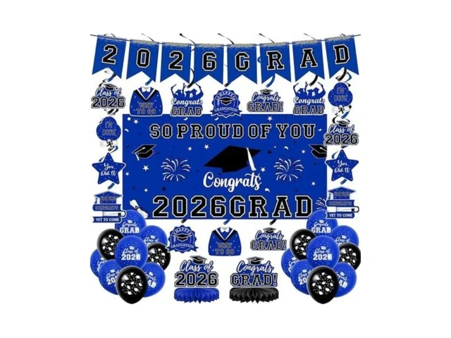 Graduation Decorations 2026 Blue Themed Grad Party… Code