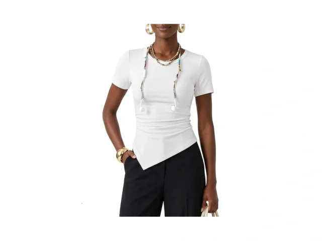 Zesica Asymmetrical Ruched Tops For Women 2026… Code