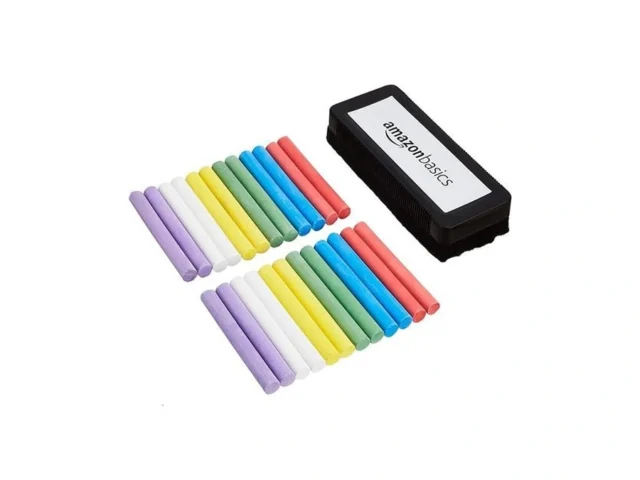 Amazon Basics Dustless Colored Chalk With Eraser… Coupon