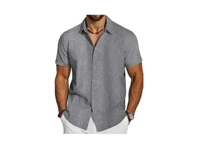 Incerun Mens Short Sleeve Button Down Shirts Casual…