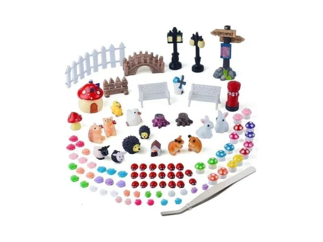 Zealor 100 Pcs Mini Fairy Garden Accessories Kit… Code