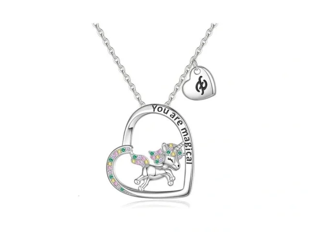 Unicorn Necklace For Girls- Heart Unicorn Necklace… Code