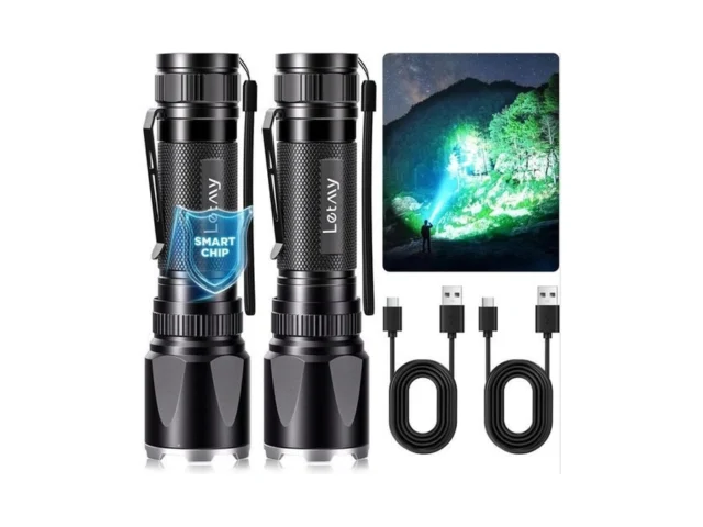 Letmy Rechargeable Flashlights High Lumens 2 Pack… Code