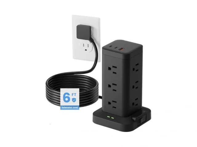 Power Strip Tower With Surge Protector 1800j Fast… Code
