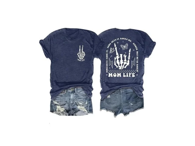 Ithalt Womens Mama Shirt Mom Life Shirts Skeleton… Code