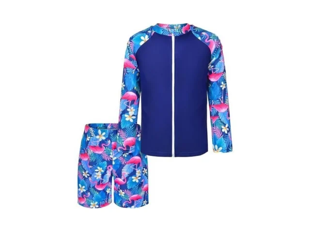 Boys Two Piece Rash Guard Swimsuits Long Sleeve… Code