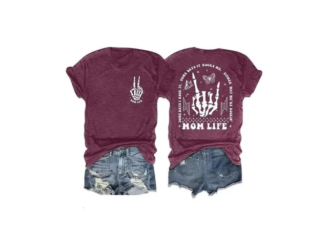 Ithalt Womens Mama Shirt Mom Life Shirts Skeleton… Code