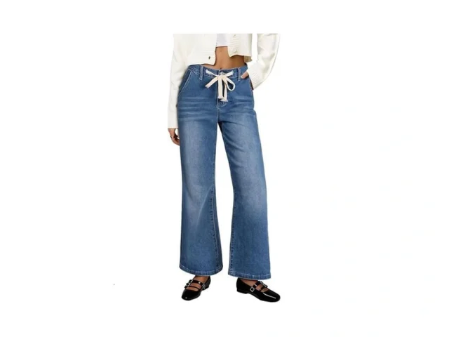 Hdlte Wide Leg Jeans Woman High Waisted Trendy Pull… Code