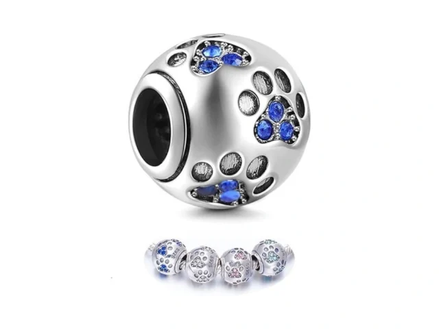 Enjoooy Sterling Silver Dog Paw Print Charm Beads… Code