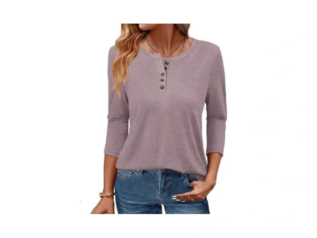 Gkbk 3 4 Sleeve Womens Tops Fall Clothes Henley… Code